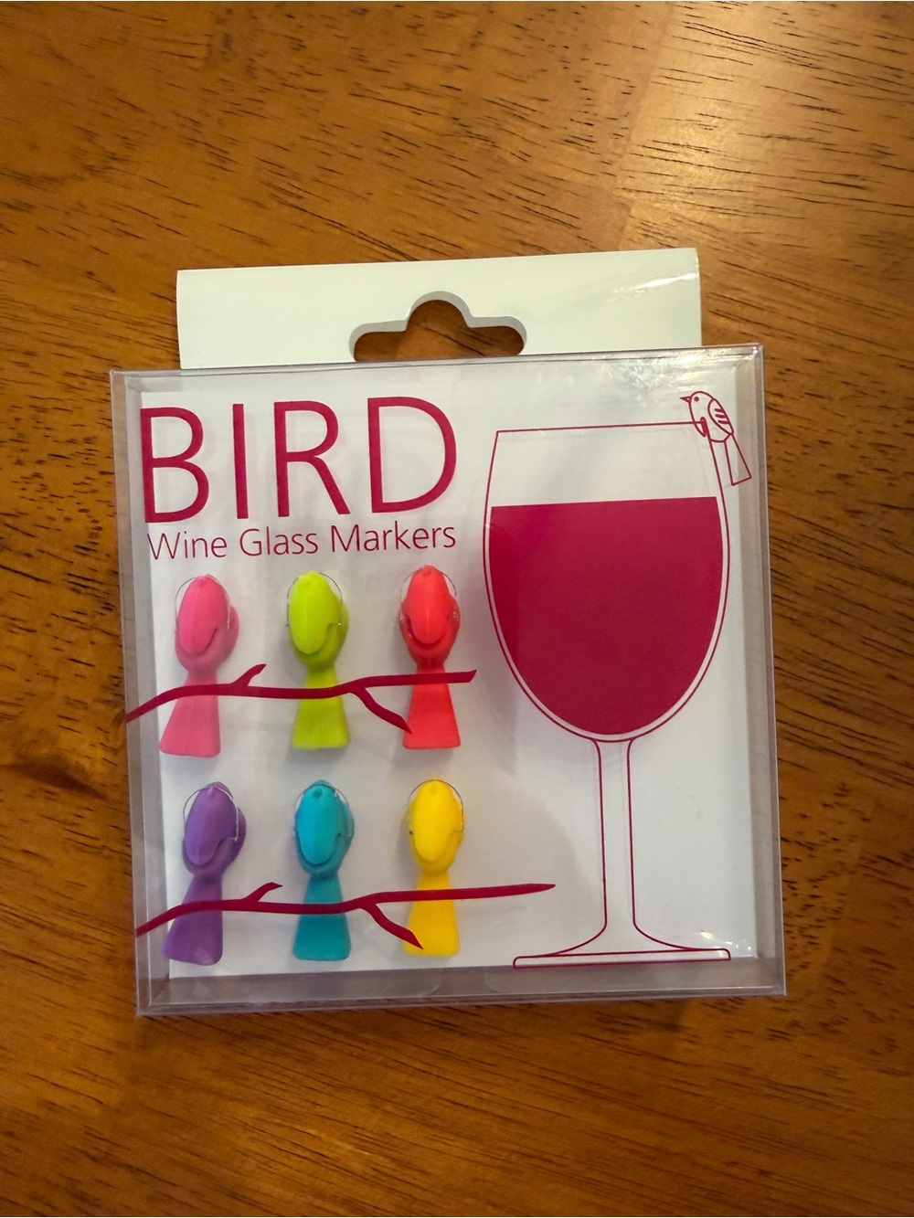 6 Bird Drink Wine Glass Markers Multicolored